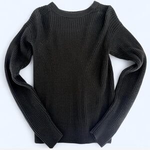 Ann Taylor Black Ribbed Crew Neck Sweater